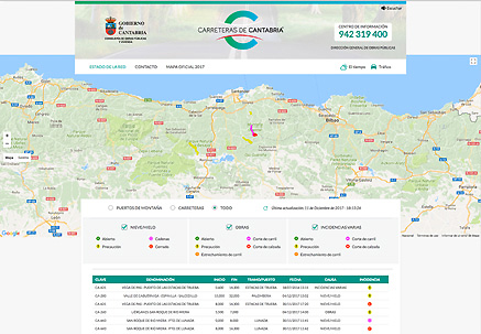 Nuevo mapa de carreteras de Cantabria en edición interactiva