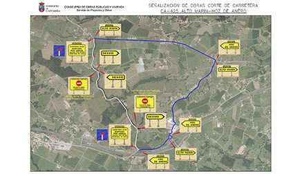 La carretera entre el Alto Marín y Hoz de Anero permanecerá cerrada por obras hasta el 29 de marzo 