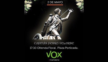 Vox realizará hoy una ofrenda floral al héroe en homenaje a Pedro Velarde