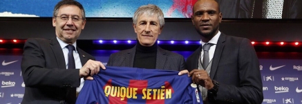 Quique Setién dirige el primer entrenamiento y firma un contrato que le ata hasta el 2022