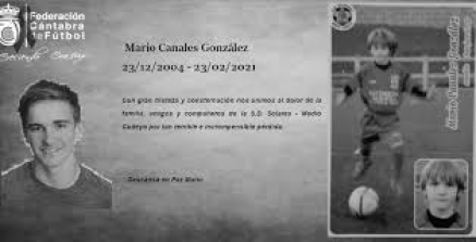 Fallece con 17 años el juvenil de la S. D. Solares, Mario Canales