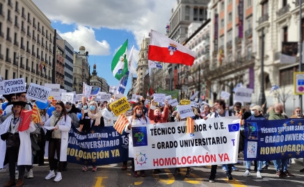 Tecnicos Superiores Sanitarios de Cantabria defienden la homologación por las calles de Madrid