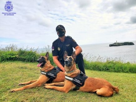 Exhibición de Guías Caninos de la Policía tras la carrera solidaria por la ELA