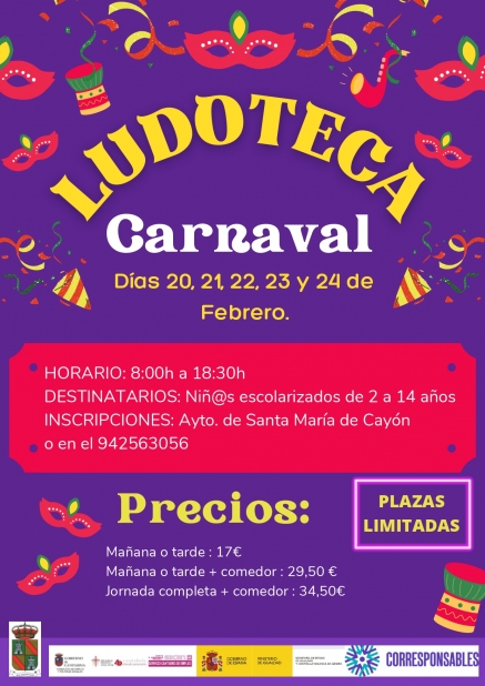 Abierta la inscripción para la Ludoteca de Carnaval 2023 de Santa María de Cayón